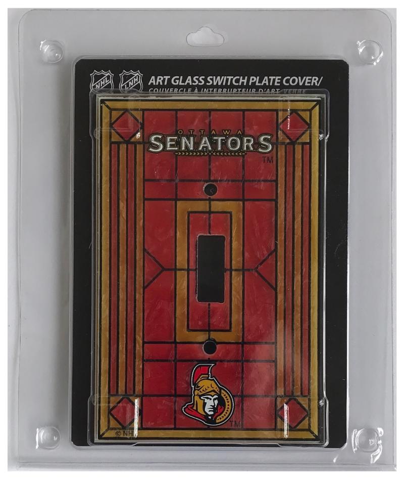 Ottawa Senators 5"x3.5" Art Glass Switch Plate Cover With Screws  Image 1