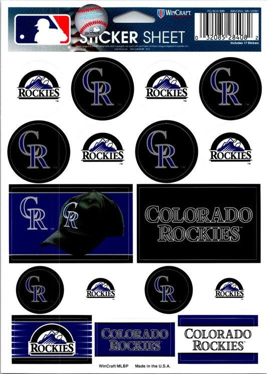 (HCW) Colorado Rockies Vinyl Sticker Sheet 5"x7" Decals MLB Licensed Authentic Image 1