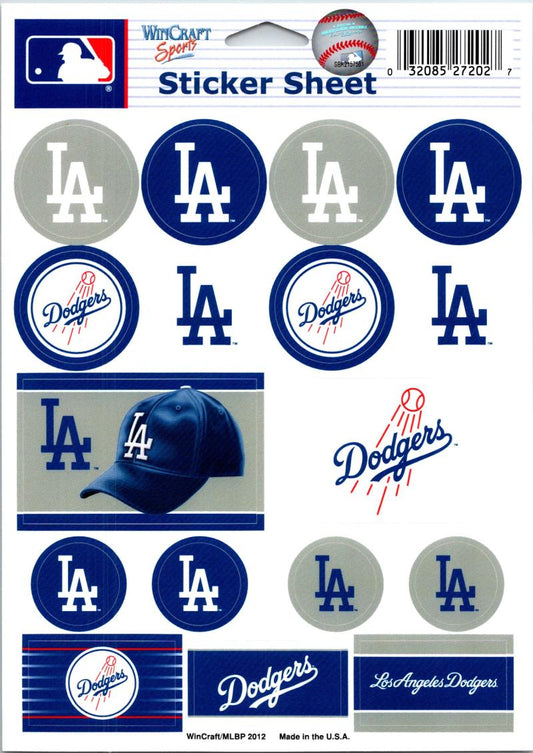 (HCW) Los Angeles Dodgers Vinyl Sticker Sheet 5"x7" Decals MLB Licensed Authentic