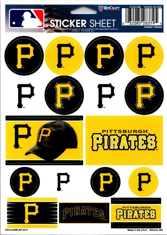 (HCW) Pittsburgh Pirates Vinyl Sticker Sheet 5"x7" Decals MLB Licensed Authentic Image 1