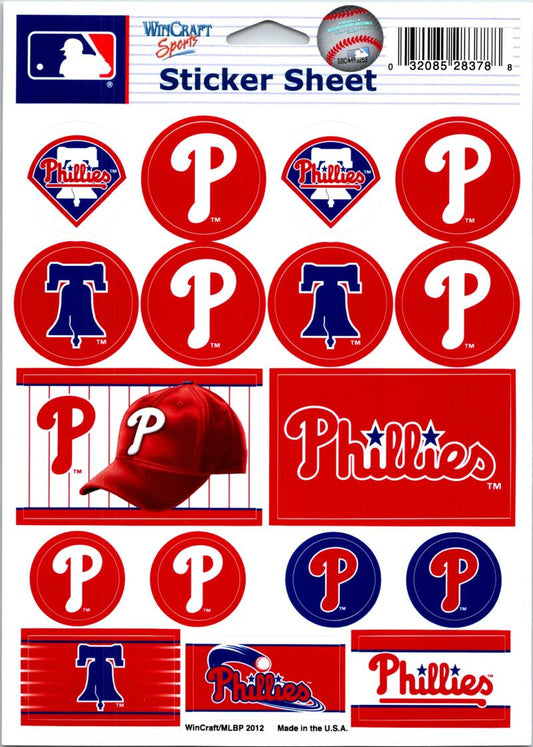 (HCW) Philadelphia Phillies Vinyl Sticker Sheet 5"x7" Decals MLB Licensed Authentic