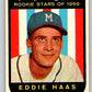 1959 Topps #126 Eddie Haas RC Rookie Braves 3597