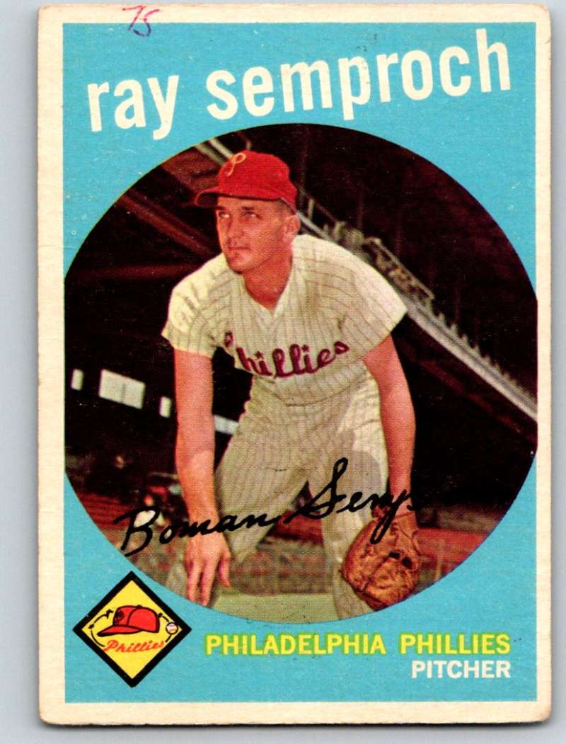 1959 Topps #197 Ray Semproch Phillies 3616 Image 1