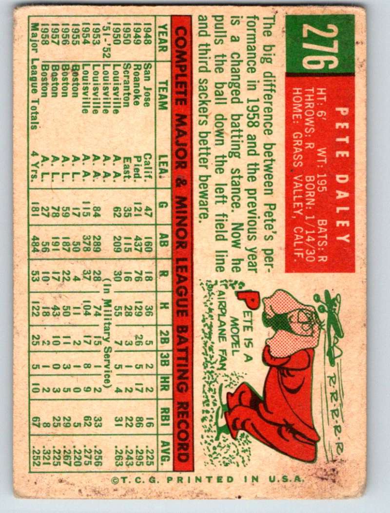 1959 Topps #276 Pete Daley Red Sox 3629