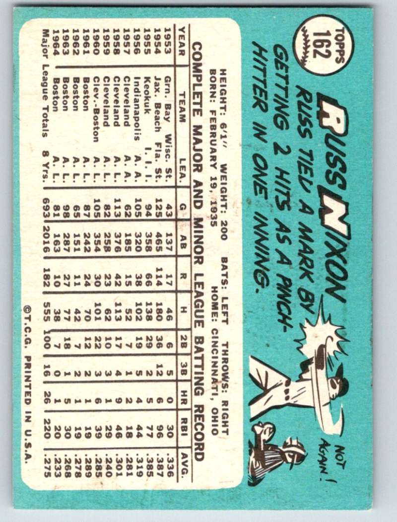 1965 Topps #162 Russ Nixon Red Sox Baseball NM 3681