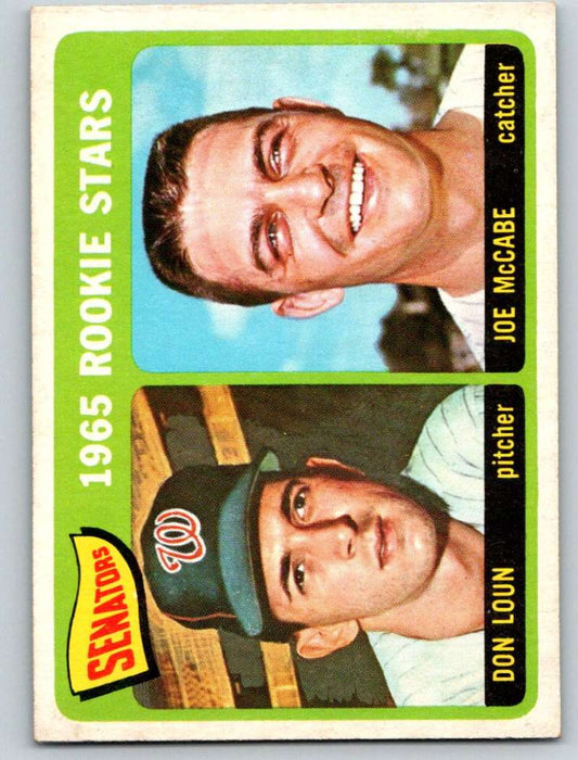 1965 Topps #181 Don Loun/Joe McCabe RC Rookie Senators Baseball NM 3685 Image 1