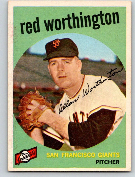 1959 Topps #28 Red Worthington NM-MT Baseball Vintage MLB Giants 03706