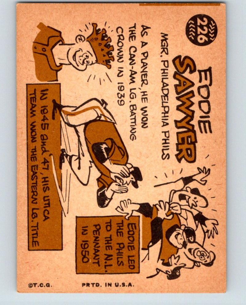 1960 Topps #226 Eddie Sawyer MG NM Near Mint Baseball Vintage MLB Phillies 03768