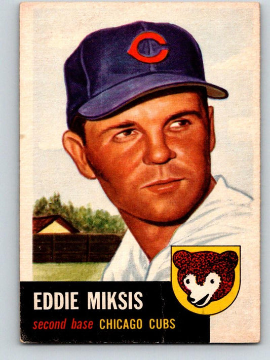 1953 Topps #39 Eddie Miksis Vintage Baseball MLB Cubs 03772 Image 1