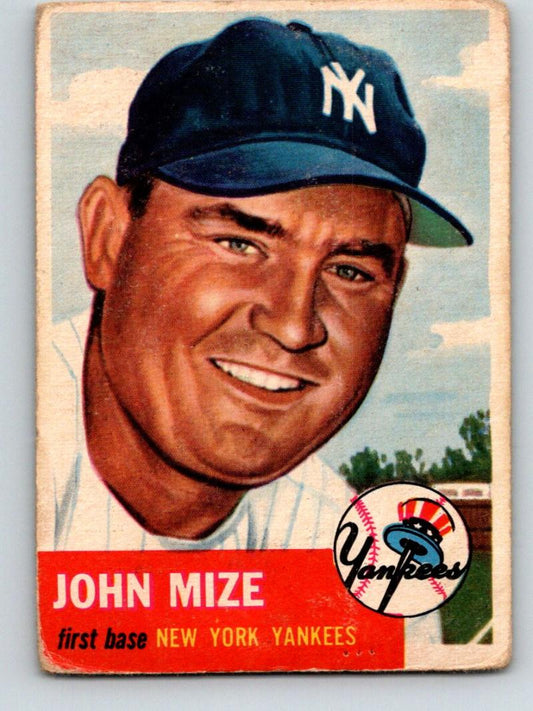 1953 Topps #77 Johnny Mize DP Vintage Baseball MLB Yankees 03774