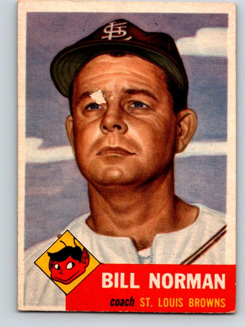 1953 Topps #245 Bill Norman Coach Vintage Baseball MLB 03780 Image 1