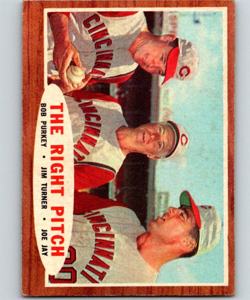 1962 Topps #263 Purkey/ Turner/Jay The Right Pitch Baseball MLB Reds 03796