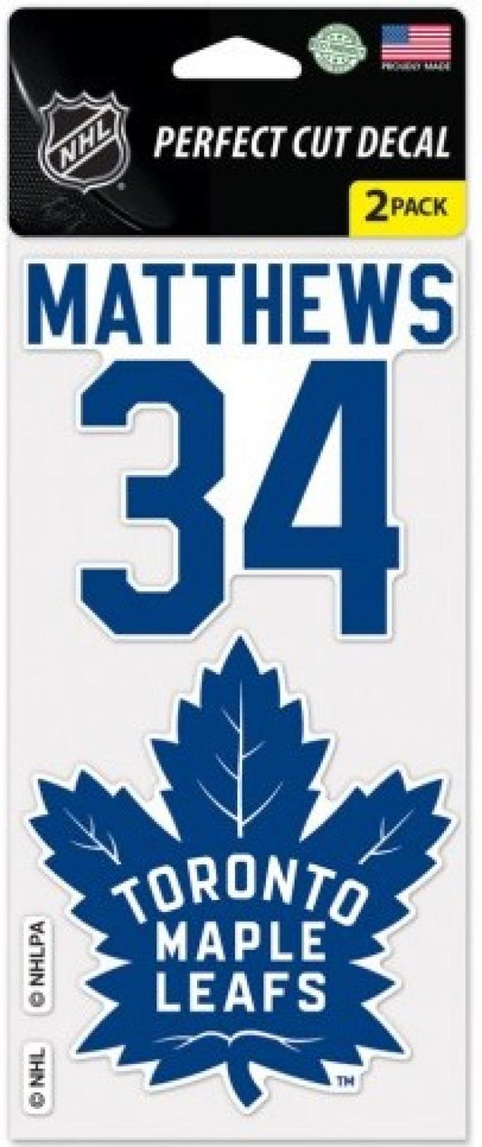 Toronto Maple Leafs Auston Matthews Perfect Cut Decal/Sticker Set of 2  4x4