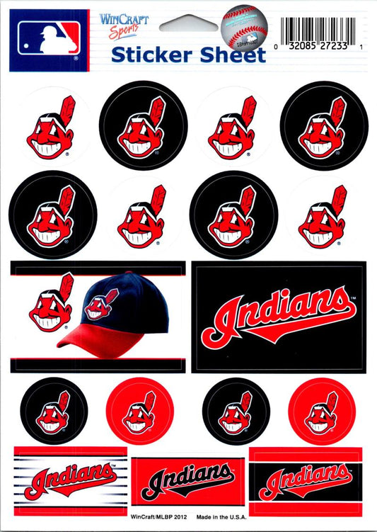 (HCW) Cleveland Indians Vinyl Sticker Sheet 5"x7" Decals MLB Licensed Authentic