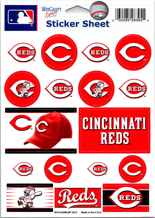 (HCW) Cincinnati Reds Vinyl Sticker Sheet 5"x7" Decals MLB Licensed Authentic Image 1