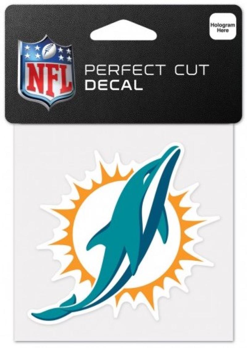 Miami Dolphins Perfect Cut Colour 4"x4" NFL Licensed Decal Sticker Image 1