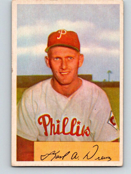 1954 Bowman #191 Karl Drews Baseball MLB Vintage Phillies 03920 Image 1