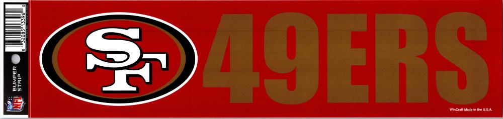 San Francisco 49ers 3" x 12" Bumper Strip NFL Football Sticker Decal Image 1