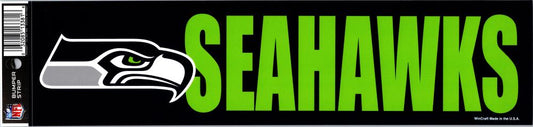 Seattle Seahawks 3" x 12" Bumper Strip NFL Football Sticker Decal Image 1