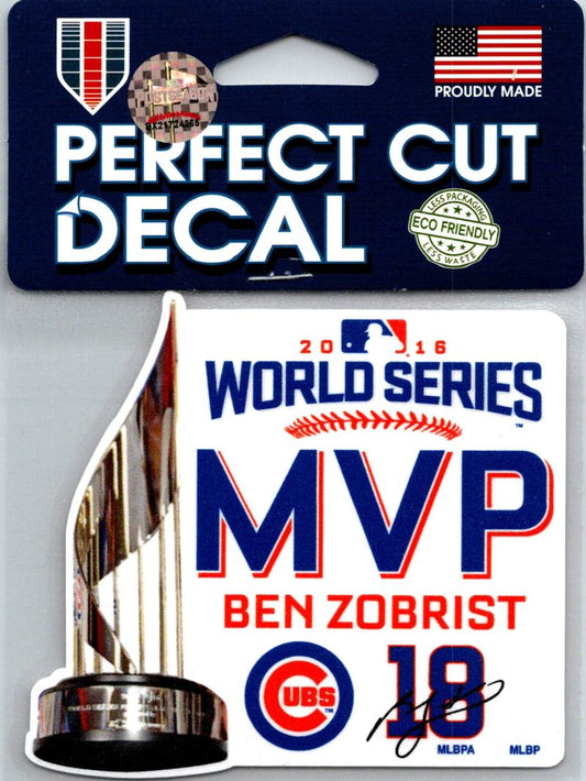 Wincraft Chicago Cubs 2016 World Series MVP Zobrist Perfect Cut Decal MLB 4"x 4" Image 1