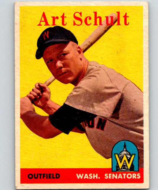 1958 Topps #58a Art Schult Senators Baseball 3940 Image 1