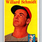1958 Topps #214 Willard Schmidt Reds Baseball 3967 Image 1