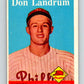 1958 Topps #291 Don Landrum RC Rookie Phillies Baseball 3989 Image 1
