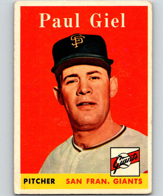 1958 Topps #308 Paul Giel Giants UER Baseball 3991 Image 1