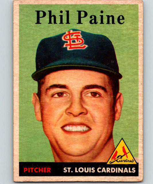 1958 Topps #442 Phil Paine RC Rookie Cardinals Baseball 4004 Image 1