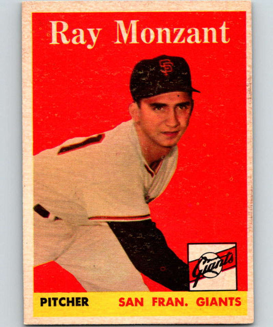 1958 Topps #447 Ray Monzant Giants Baseball 4007 Image 1