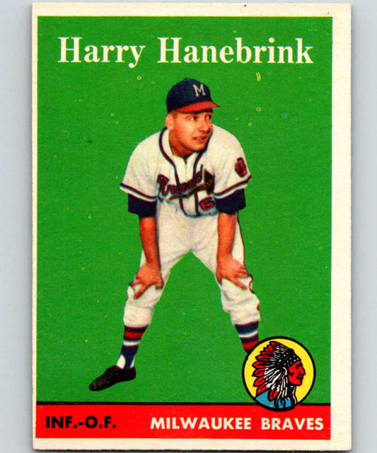 1958 Topps #454 Harry Hanebrink RC Rookie Braves Baseball 4012 Image 1