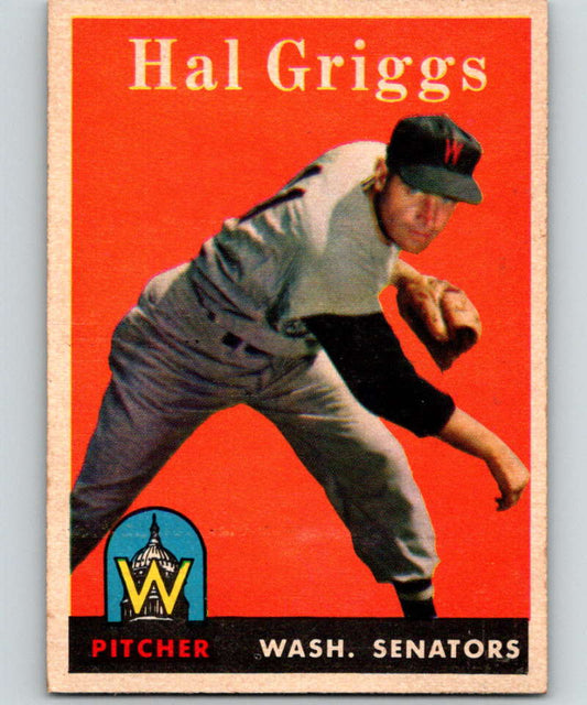 1958 Topps #455 Hal Griggs RC Rookie Senators Baseball 4013 Image 1