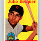 1958 Topps #458 Julio Becquer RC Rookie Senators Baseball 3964 Image 1
