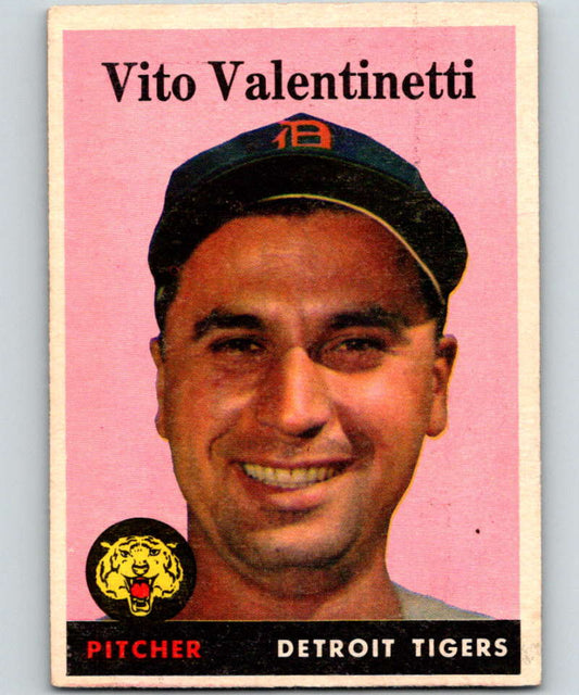 1958 Topps #463 Vito Valentinetti Tigers UER Baseball 4017