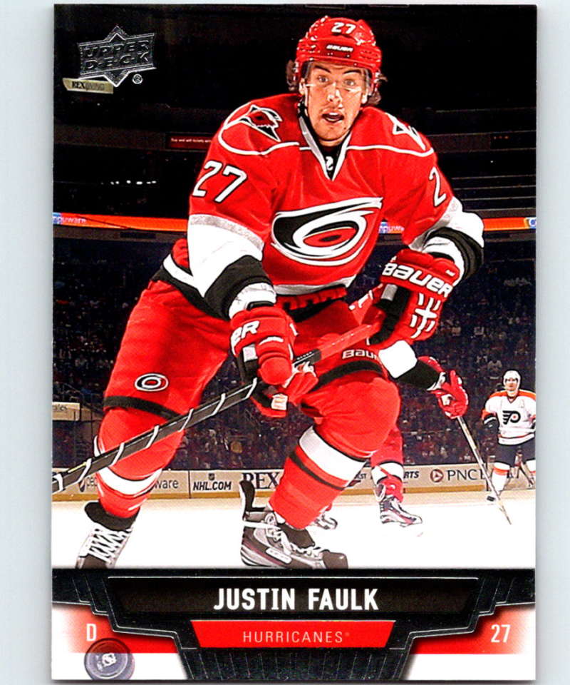 2013-14 Upper Deck #55 Justin Faulk Hurricanes NHL Hockey Image 1