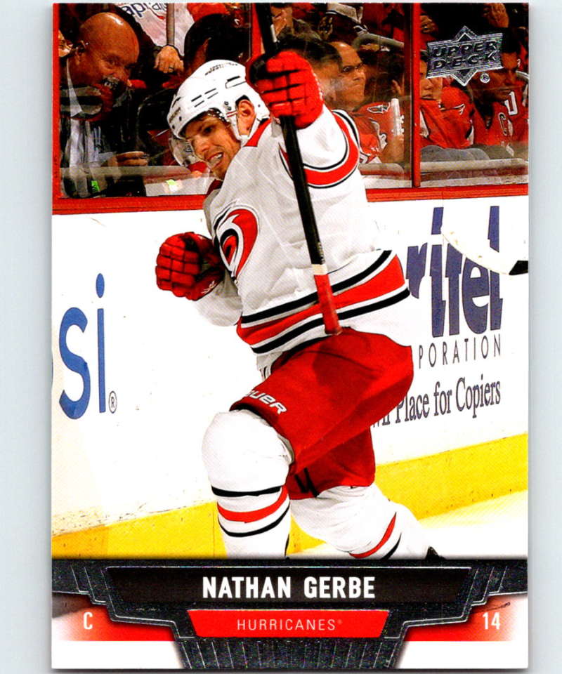 2013-14 Upper Deck #390 Nathan Gerbe Hurricanes NHL Hockey Image 1