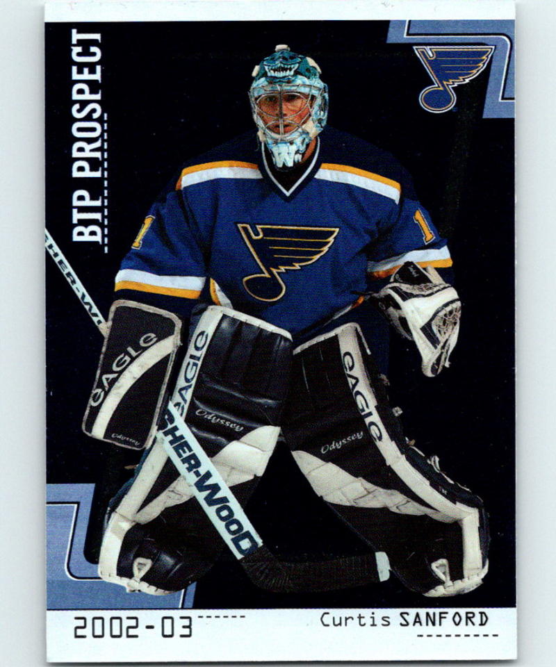 2002-03 Between the Pipes #75 Curtis Sanford Hockey NHL RC Rookie Blues 04150 Image 1