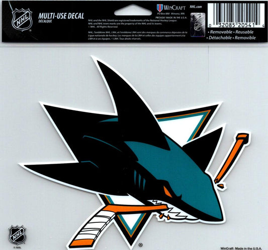 San Jose Sharks Multi-Use Decal Sticker 5"x6" NHL Clear Back  Image 1