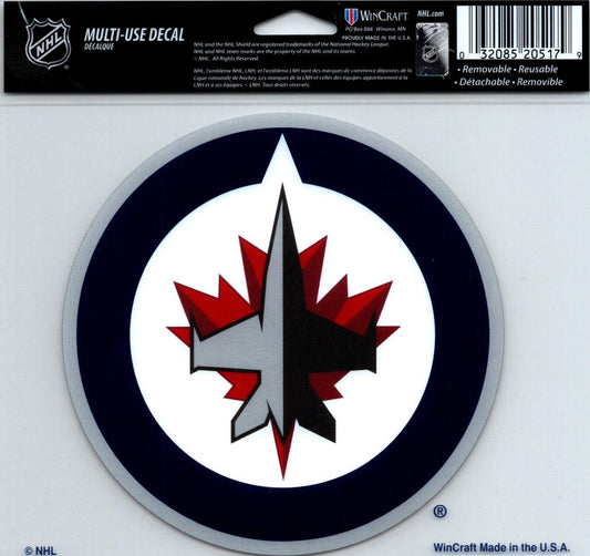Winnipeg Jets Multi-Use Decal Sticker 5"x6" NHL Clear Back  Image 1