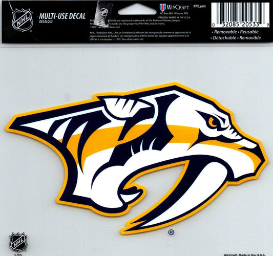 Nashville Predators Multi-Use Decal Sticker 5"x6" NHL Clear Back  Image 1