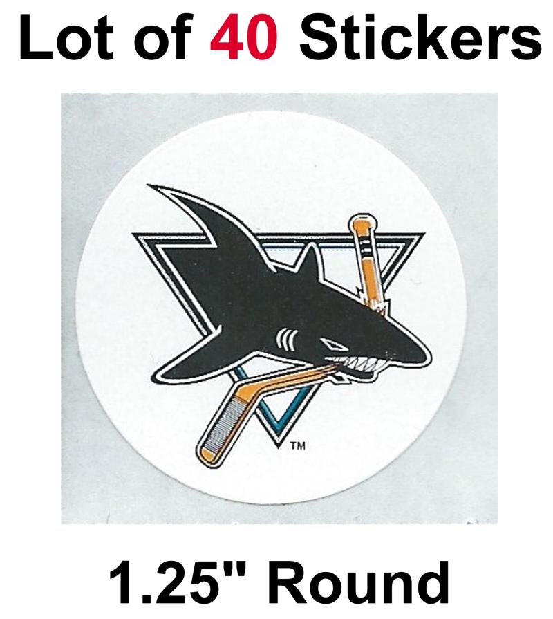 San Jose Sharks Lot of 40 NHL Logo Stickers - 1.25" Round x 40 Image 1
