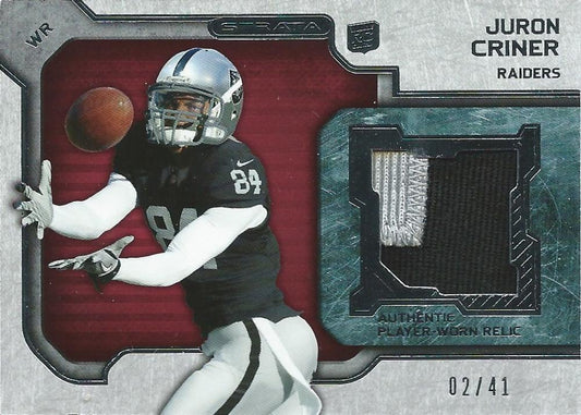 2012 Topps Strata Rookie Relics Red Patch #RR-JC Juron Criner 2/41 04210 Image 1