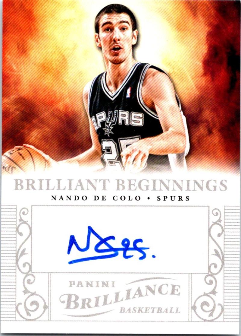 Nando Card 2012-13 Panini Brilliance Brilliant Beginnings Nando De Colo Auto 0421 ...
