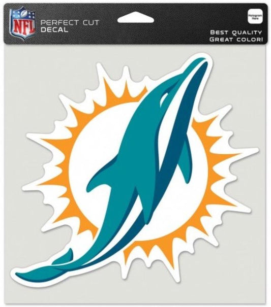 Miami Dolphins Perfect Cut 8"x8" Large Licensed NFL Decal Sticker