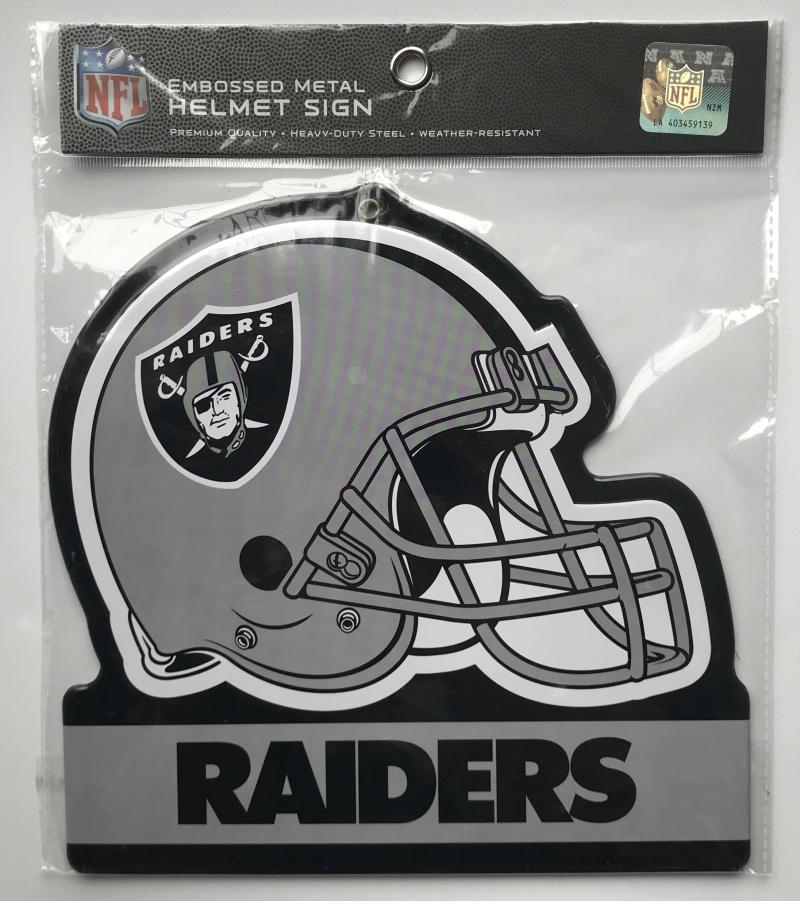 Oakland Raiders NFL Embossed Heavy-Duty Metal Helmet Sign 8"x8"