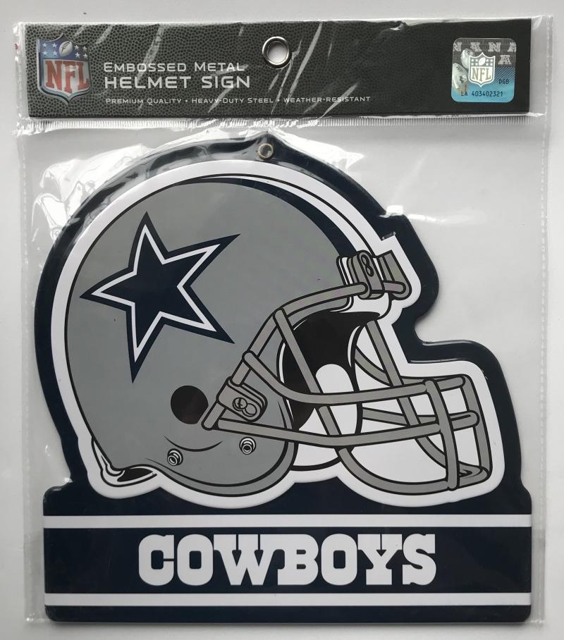 Dallas Cowboys NFL Embossed Heavy-Duty Metal Helmet Sign 8"x8"