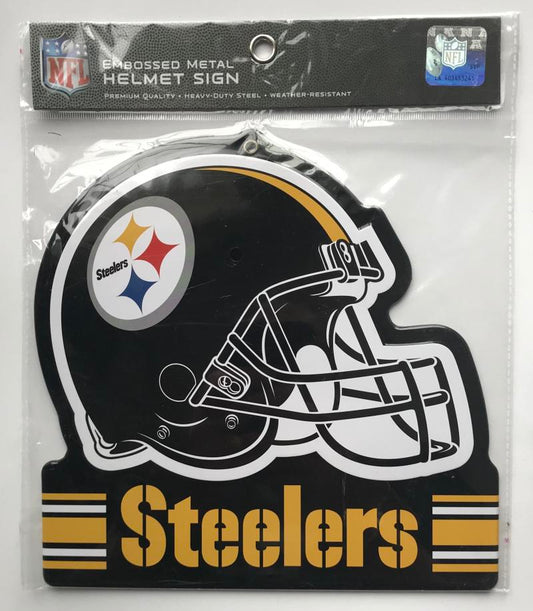 Pittsburgh Steelers NFL Embossed Heavy-Duty Metal Helmet Sign 8"x8"