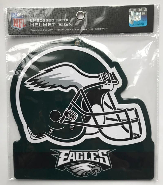 Philadelphia Eagles NFL Embossed Heavy-Duty Metal Helmet Sign 8"x8"   Image 1