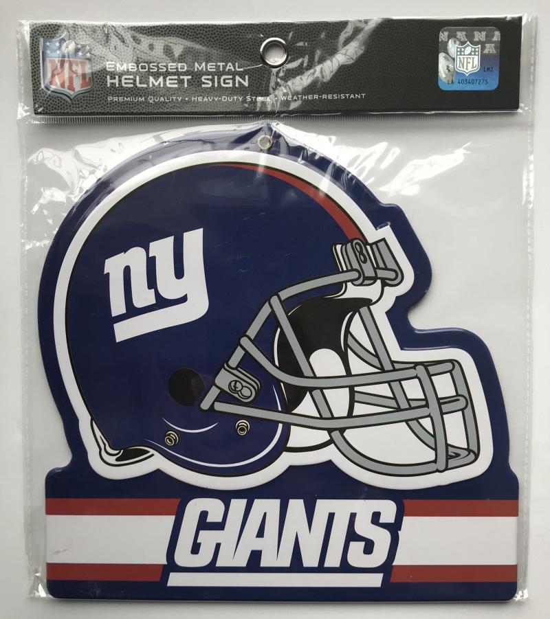 New York Giants NFL Embossed Heavy-Duty Metal Helmet Sign 8"x8"