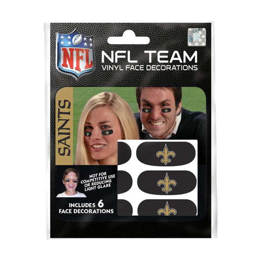 New Orleans Saints NFL Team Adhesive Face Decorations Pack of 6